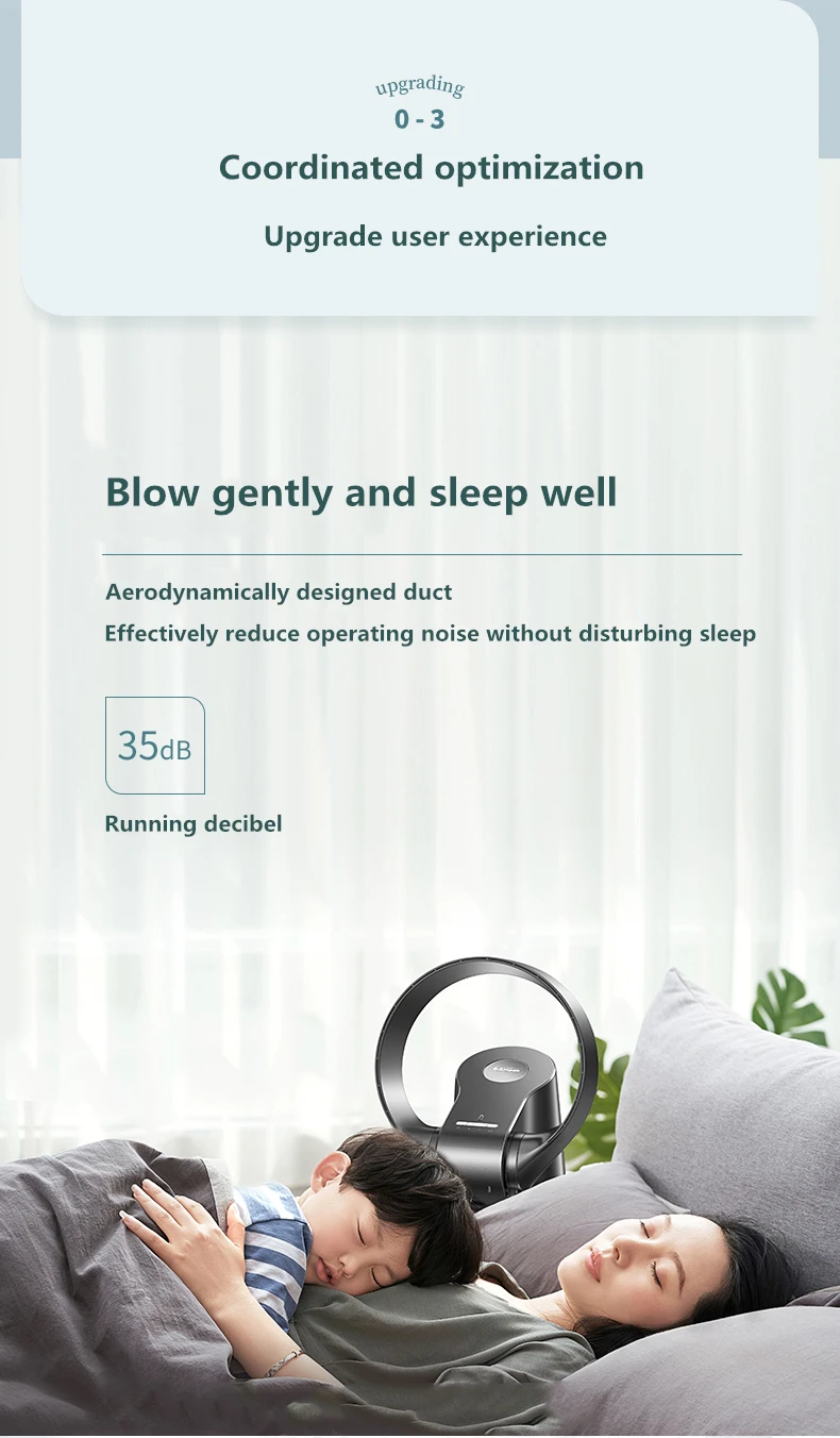 Elektrische Stumm Fan mit Fernbedienung Gesteuert Blattloser Leistungsstarke Weiche Wind Wand Fan für Home Desktop Turm Fan 180 Grad Schwingen – Detail 13