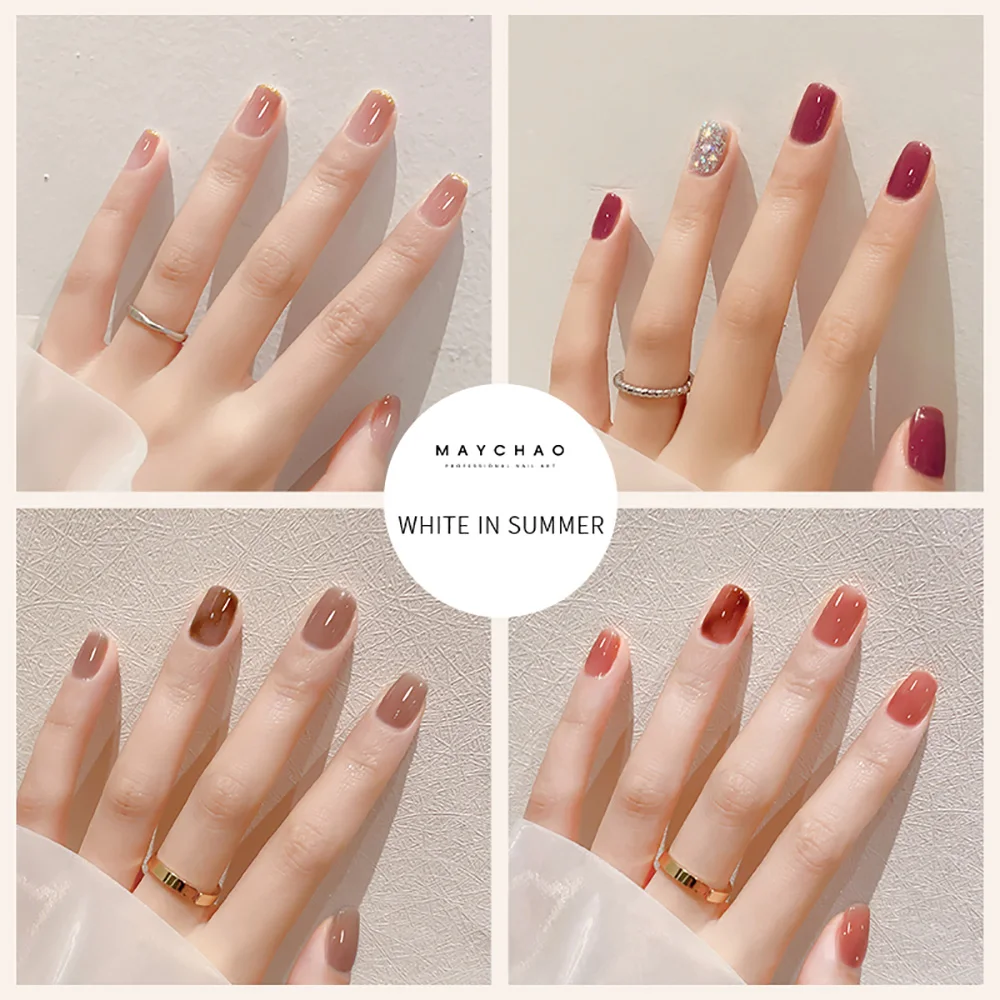 MAYCHAO 12ml Jelly Gel Nail Polish Semi Permanent Top Coat Soak Off UV LED Gel Art Nail Varnish Manicure Long Lasting Nail Gel