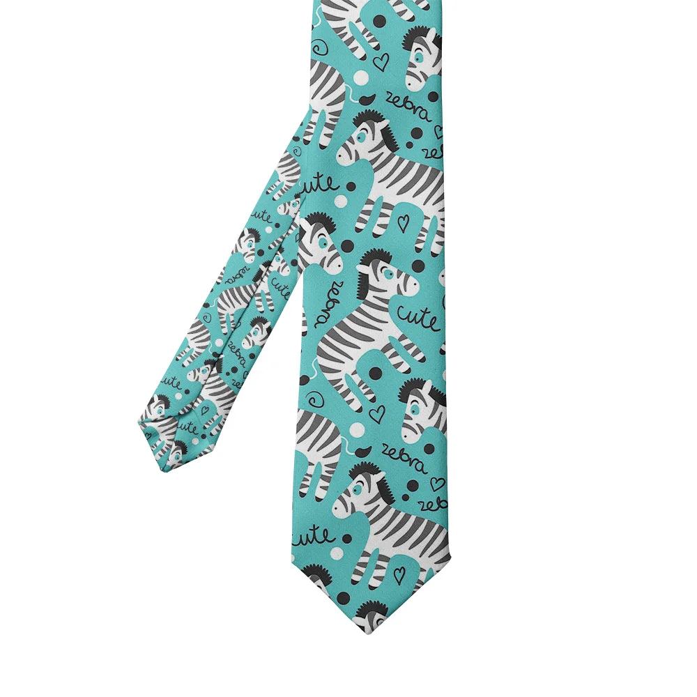 Tie For Male 3D Printing Cartoon Monkey Zebra 8cm Casual Slim Men Polyester Necktie Formal Wear Matching Business Party Necktie