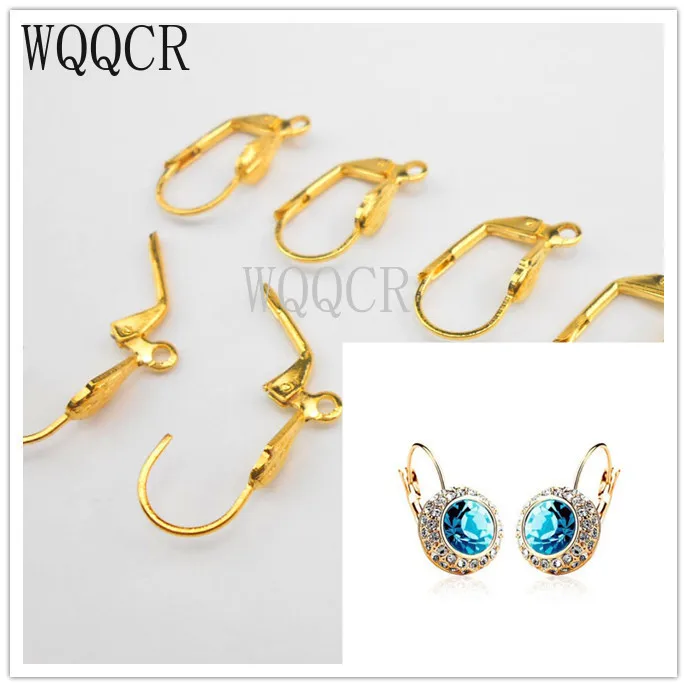 

Good Quality 20pcs Semicircle Yellow Gold Plated Flexible Hook Earrings Earwires Woman Jewelry Lever Back Accessories Findings