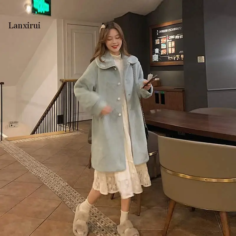 

Korean Chic Vintage Manteau Femme Lapel Loose Khaki Long-sleeved Woolen Coat Women Short Jacket Overcoat Outwear