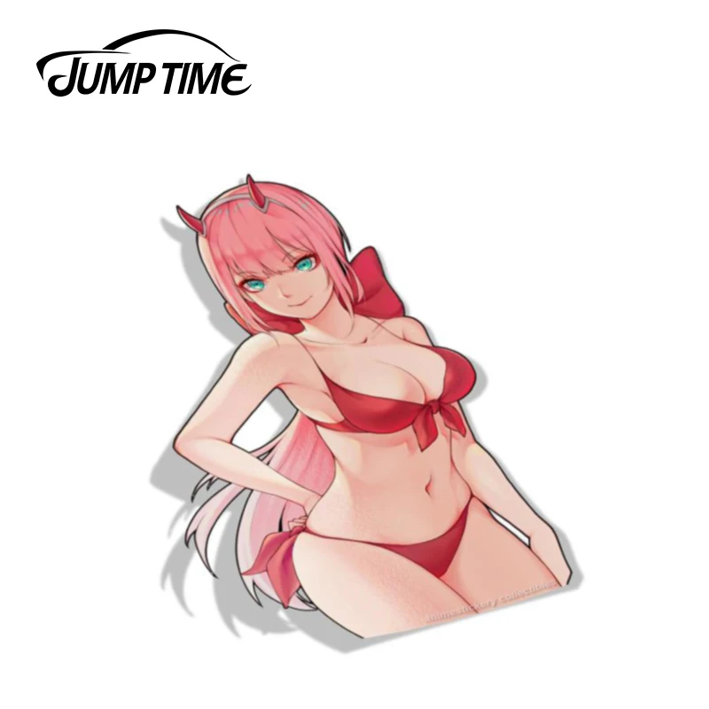 Jump Time 13cm x 8.8cm Funny Waterproof Sexy Girl Car Stickers Car Decals For Darling in the Franxx Anime Vinyl Car Wrap