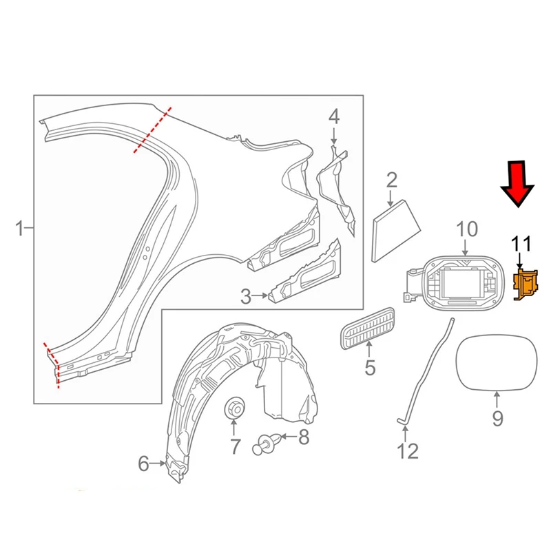 Au05-a000820703 para mercedes-benz w176 w246 w117 w205 x156 w166 r23 w222 mecanismo do motor de bloqueio da aleta do enchimento de combustível