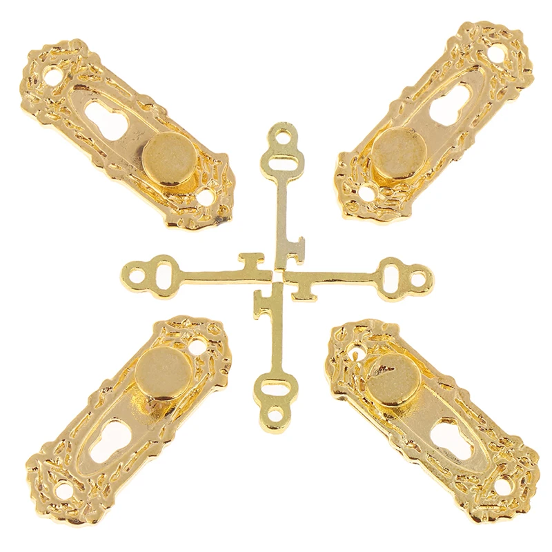 4 Bộ Kim Loại Vintage Nhà Búp Bê Mini Cửa Mini Vali Kéo Móc Khóa Chìa Khóa 1/12 Quy Mô Đồ Phụ Kiện Đồ Chơi Trẻ Em