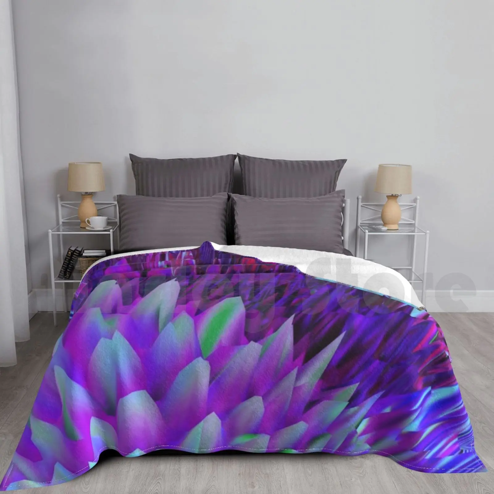 Bloom Blanket Fashion Custom Eliza Pall Eliza Pall Art Experimental Glitch Weird Purple 3d Abstract Avant Garde