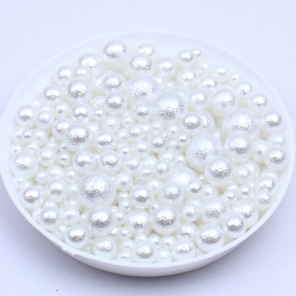 

Mixed Sizes 400pcs White Color No Hole Wrinkle Pearls Round Imitation Beads Perfect For Design Wedding Clothes DIY Phone Case