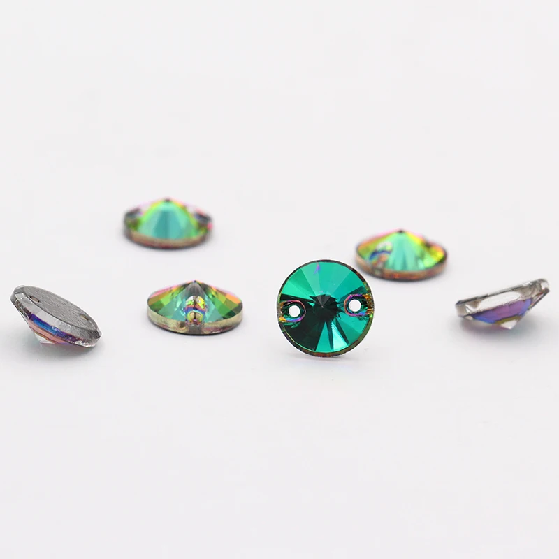 Volcano Color Round Rivoli Crystal Glass Rhinestones  Sew On Rhinestones For Sewing On Wedding Dress & DIY Jewelry Accessories