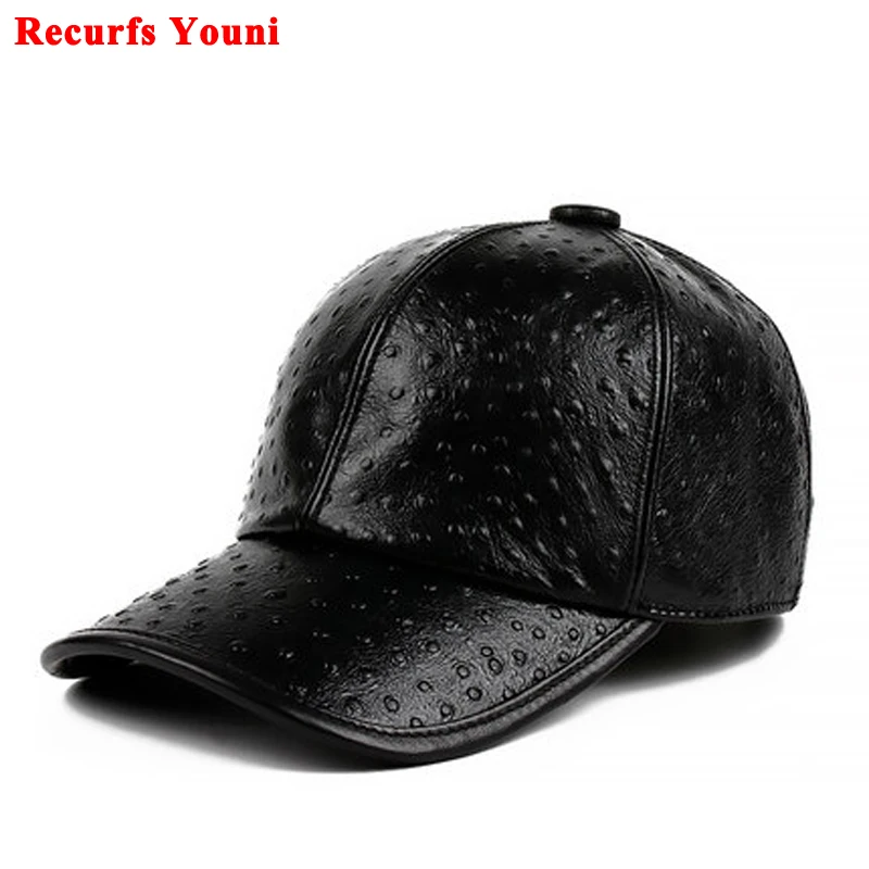 

Exclusive Chic Small Dots Baseball Caps 2021 Fall Winter Men Genuine Leather Warm Hats Youth Hombre Black Hip Pop Dome Chapeau