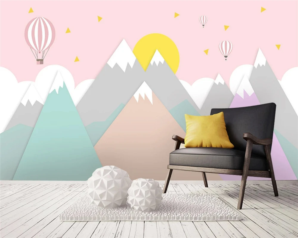 

mural 3D Custom papier peint geometric figures abstract landscape forest children nordic minimalist background wallpaper