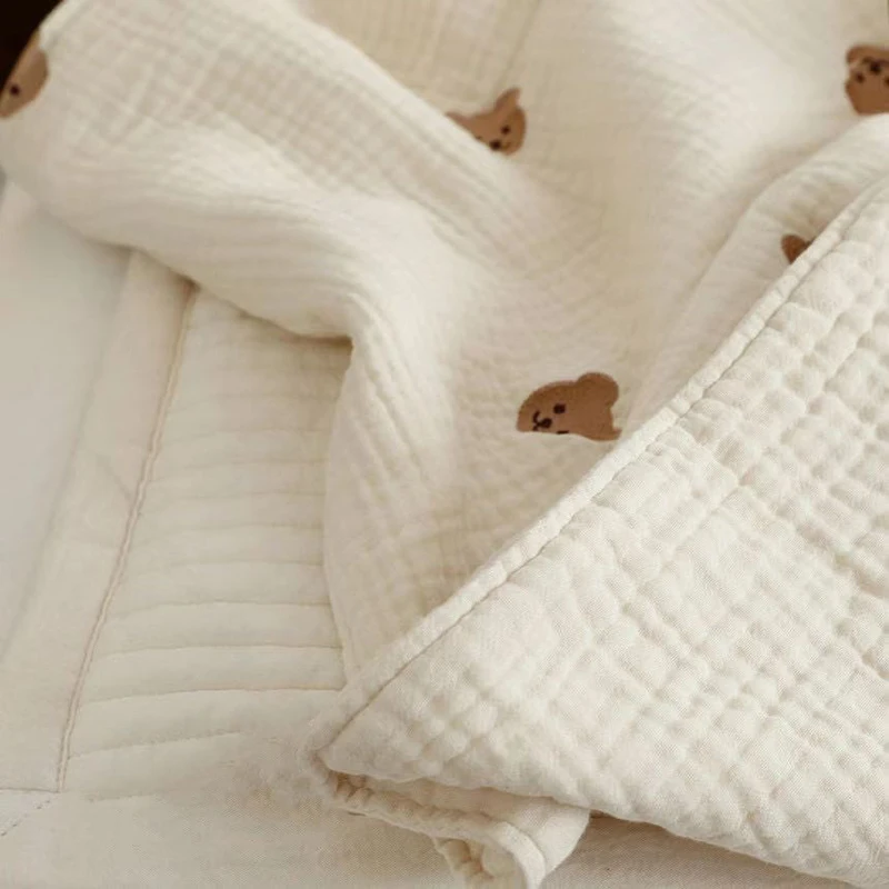 MILANCEL Ins Hot Coperta per neonato Orso coreano Ricamo Coperta per dormire per bambini Accessori per biancheria da letto in cotone