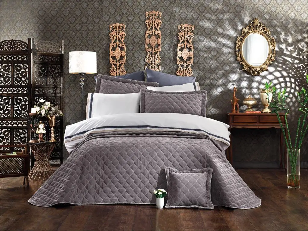 Dalyan Double Personality Nevresimli Bed Cover Gray