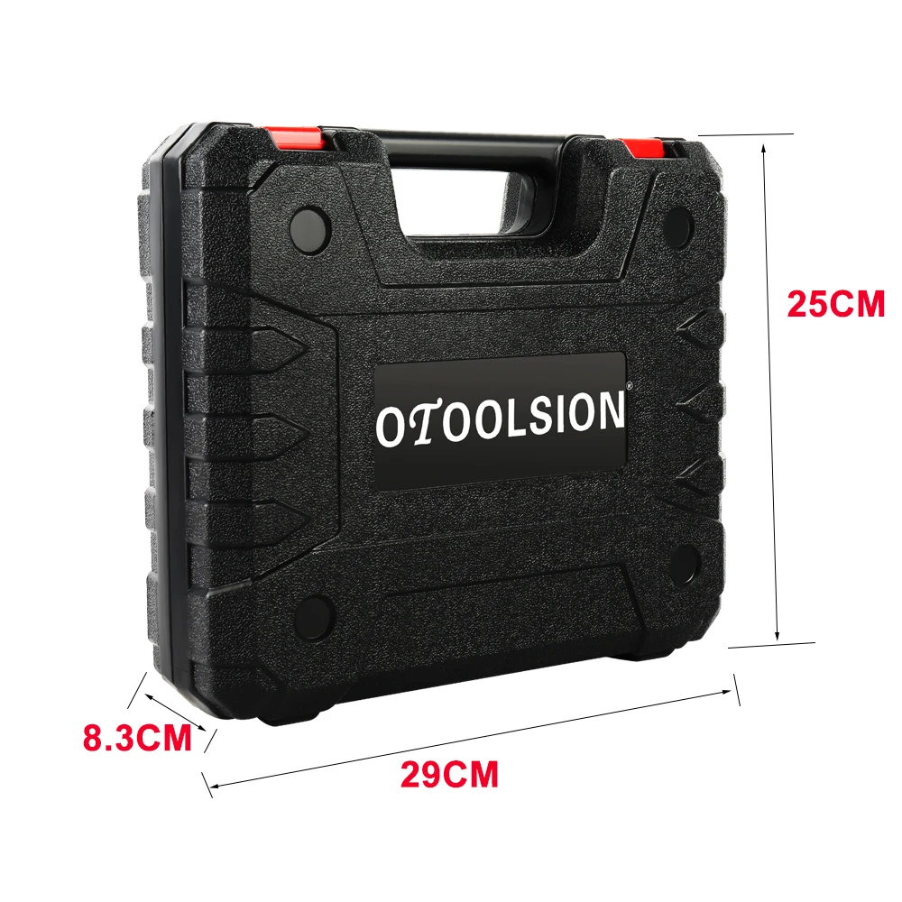 OTOOLSION-caja de herramientas de plástico para Taladro Inalámbrico, caja de herramientas para destornillador eléctrico de 21V, con batería, no incluye Taladro