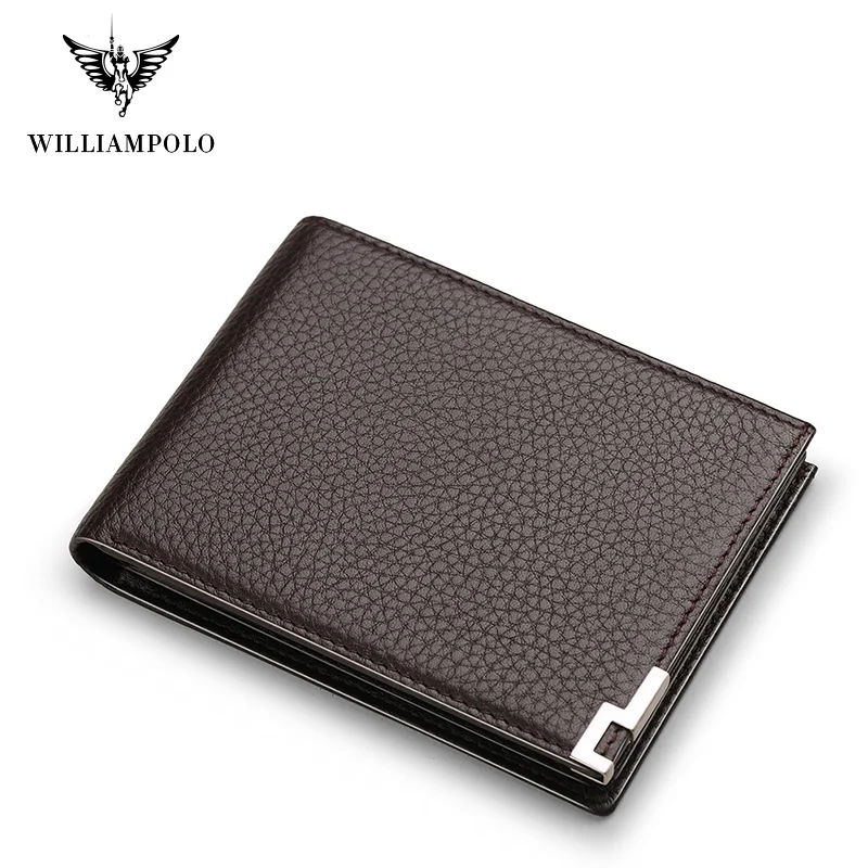 First layer cowhide wallet men's ultra-thin business bi-fold multi-digit card holder metal buckle driver's license leather case