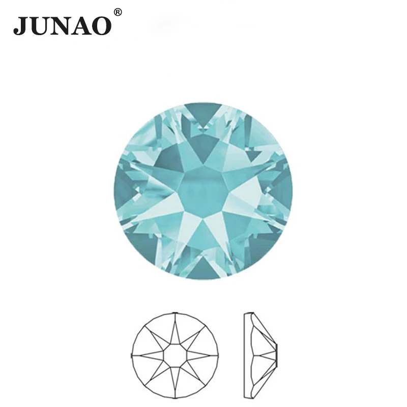 JUNAO SS10 SS16 SS20 SS30 16 Cut Facets Rhinestone Top Quality 2088 Glass Flatback Strass Non Hotfix AB Crystal Stone Round Gems