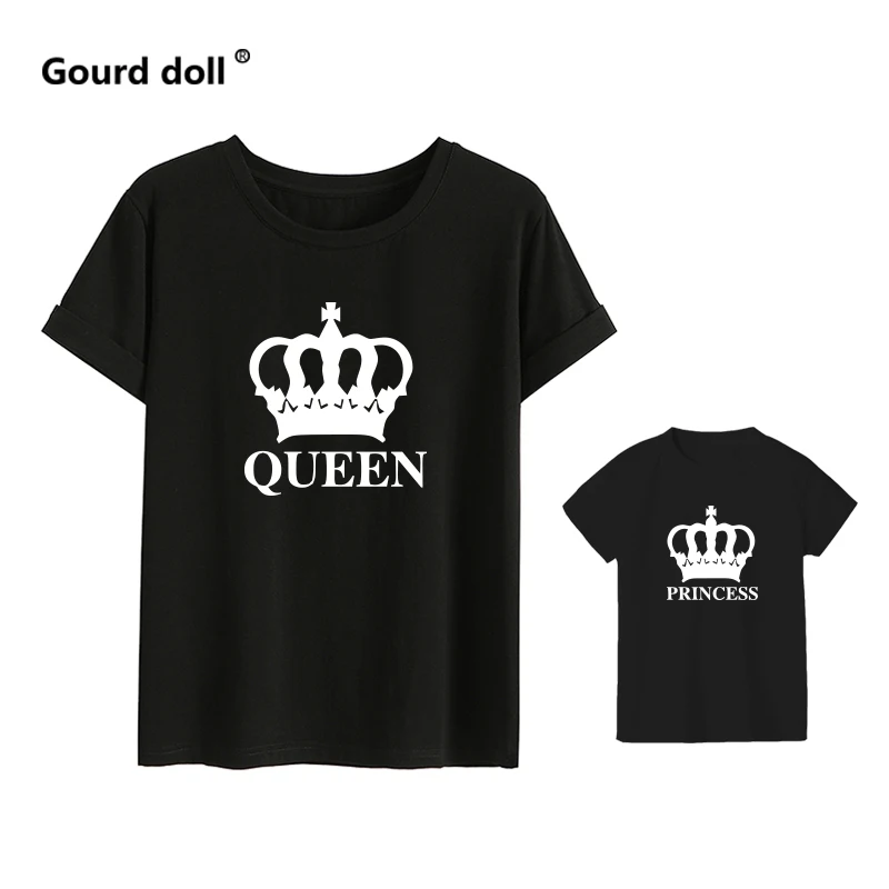 Crown Princess Family matching clothes mommy and me clothes mother daughter matching clothes mom and baby girl Cotton tshirt