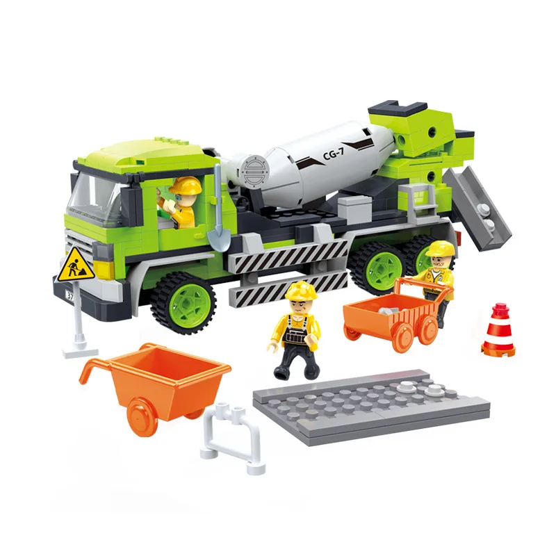 New Tech Building Block Figure Mixer truck City Engineering Vehicle Assembly Series Bricks Toy for Children's Gift Kids Boy Toys