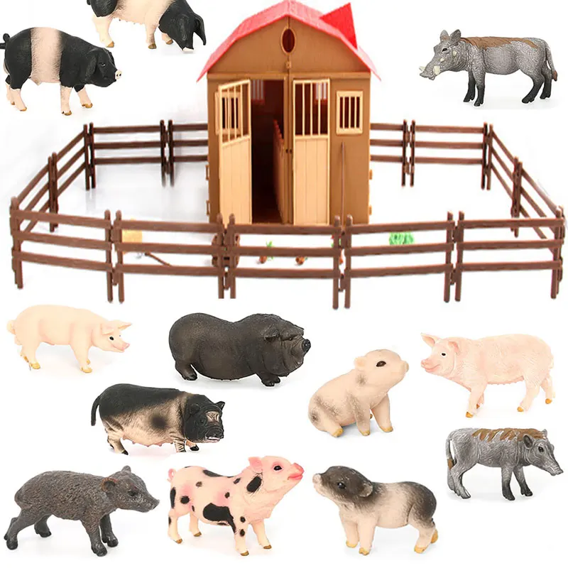 Cerdo simulado de animales, modelo de Granja, cerdo, jabalí salvaje, conjunto familiar, figuras de acción, juguetes educativos para niños, decoración del hogar