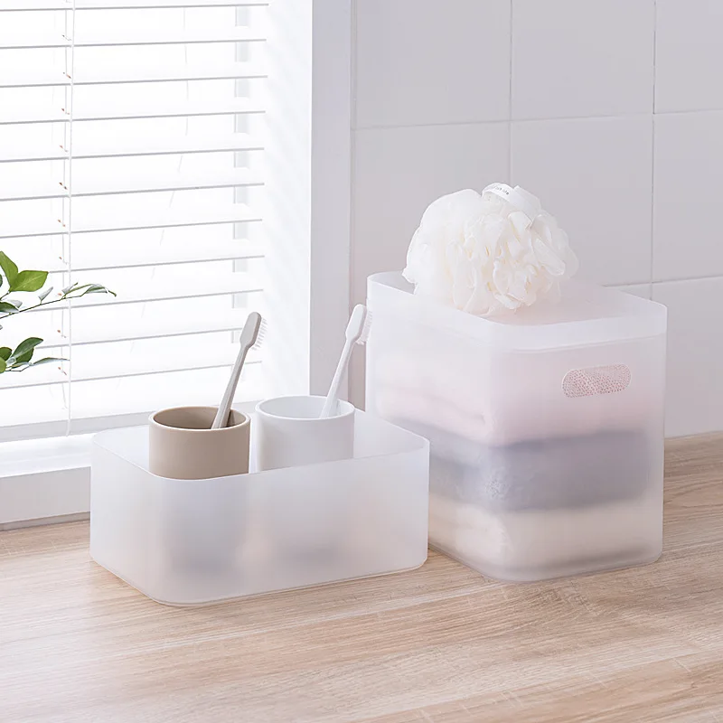 Japan Desk Storage Organizer Box Frosted Transparent Free Combination Cosmetic Make Up Box Multifunction Table Accessories
