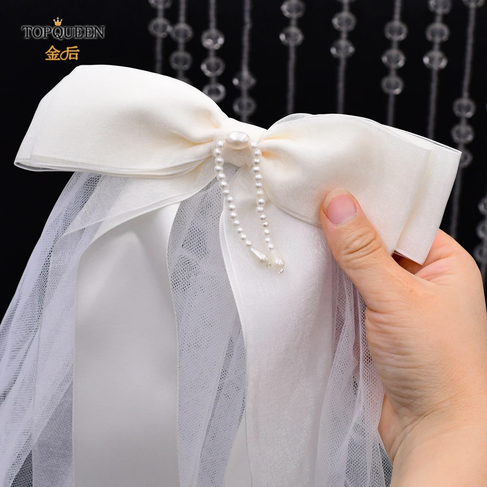 TOPQUEEN V16 Double Layer Simple Bridal Veil Short Bride Veil Two-layered Wedding Veil Brides 2021 Accessories For Wedding VEIL