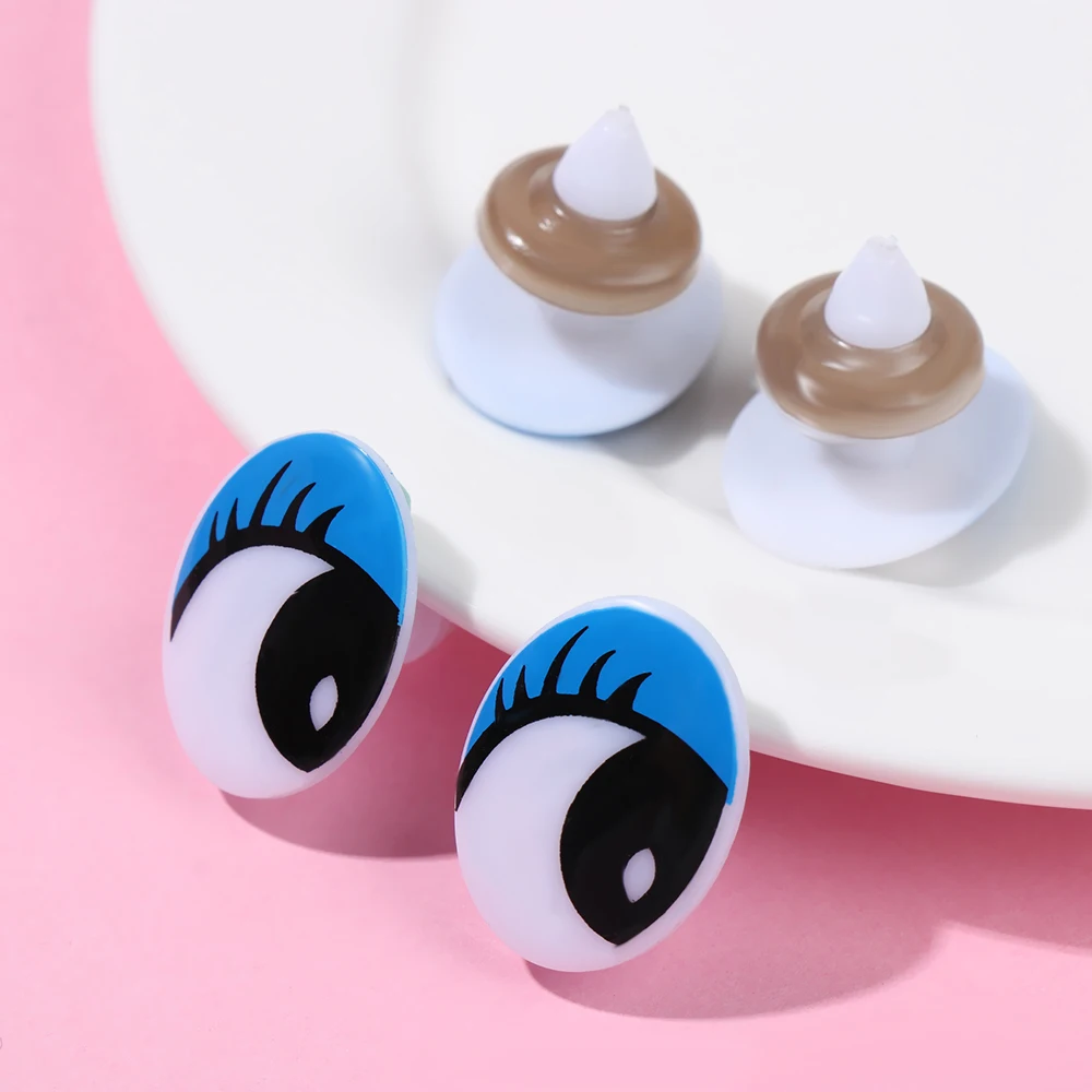 10 par owalnych niebieskich plastikowych oczu bezpieczeństwa Lalki Lalki Oczy DIY z podkładkami Wypchane lalki z oczami bezpieczeństwa Styl kreskówkowy