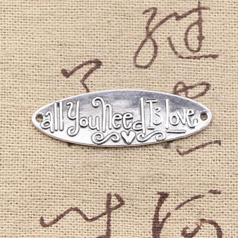 10pcs Charms All You Need Is Love 38x12mm Antique Making Pendant fit,Vintage Tibetan Bronze Silver color,DIY Handmade Jewelry