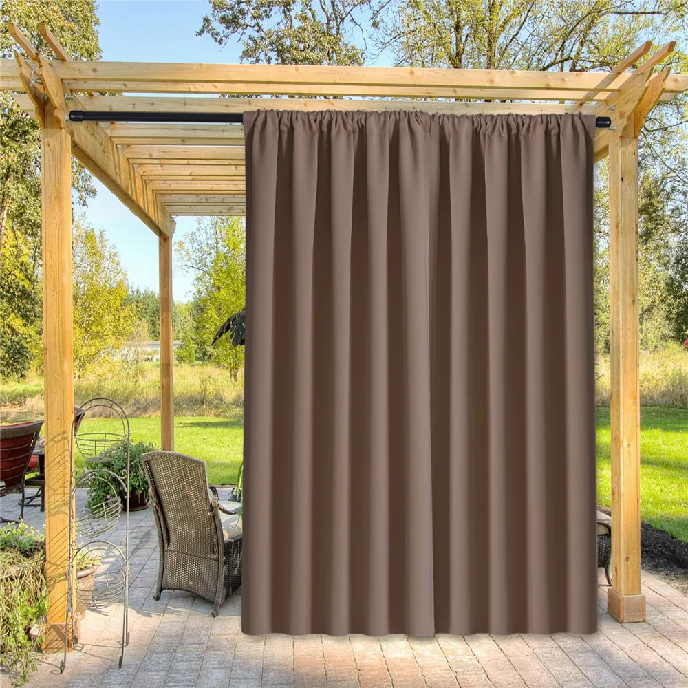 Waterproof Outdoor Blackout Curtain Panel, Monochromatic, Thermal Insulated and UV Protection, Rod Pocket, Patio or Balcony