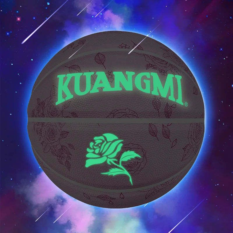 Kuangmi発光バスケットボール耐摩耗性蛍光グローイングサイズ7 puレザーゲームトレーニングボールスポーツ屋外屋内
