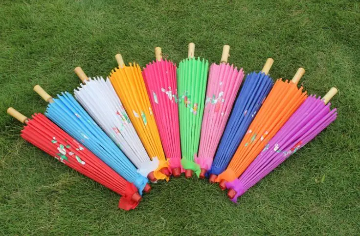 50pcs Colorful Hand-painted Wedding Silk Parasol Chinese Umbrella for Bride Wholesale