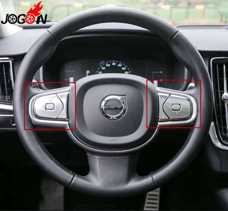 For Volvo XC60 XC90 S90 V90 V40 2018 2019 Steering Wheel Button Switch Adjustment Trim Cover Sticker Silver & Black