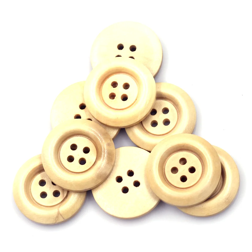 20Pcs Round Wood Buttons 4 Holes Handmade Apperal Scrapbook Knitting Garment Handicrafts Sewing Accessories 23mm