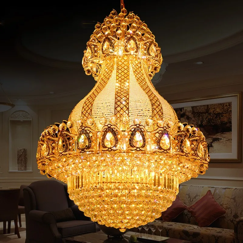 

New Luxury Large K9 Gold Crystal Chandelier Lustre Led Modern Chandelier Lighting Living Room Lobby Hotel Engineering Lamps