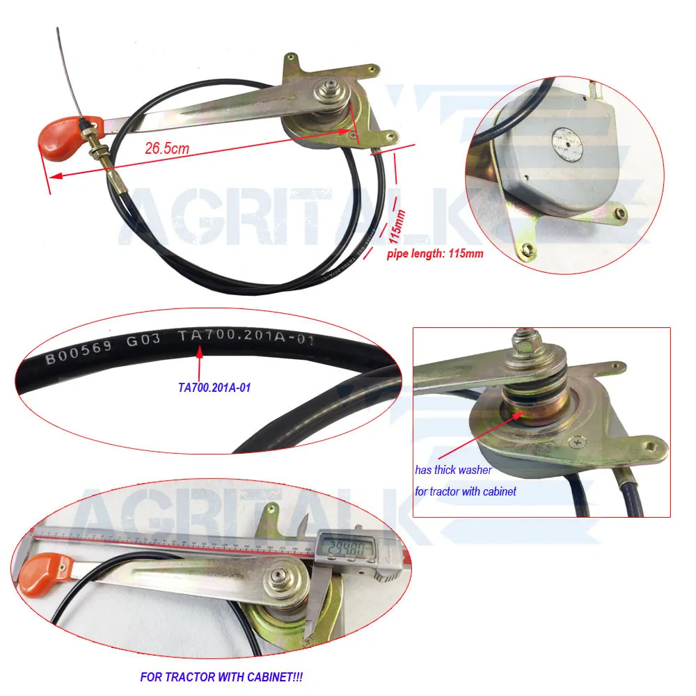 TA700.201a-01 / TA700.201-01, the hand throttle cable assembly (for tractor with or without cabinet) for Foton TA series tractor