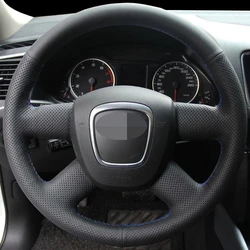 DIY Black Faux Leather Car Accessories Steering Wheel Cover For Audi A3 2006-2013 A4 (B8) A6 (C6) 2005-2011 Q5 2009-2012 Q7