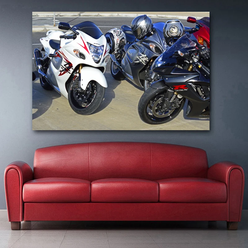 Classic Superbike Suzuki Hayabusa Motorcycle Posters and Prints Wall Art Canvas Painting For Home Decor