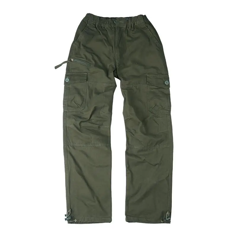 Pantalones de algodón de invierno para hombre, pantalones Cargo informales sueltos, monos para correr, pantalones de chándal, deportes, senderismo, pantalones de trabajo al aire libre, forro polar