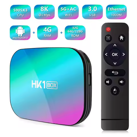HK1 BOX Smart TV Box Amlogic S905X3 Android 9.0 4GB 128GB 5G Dual WIFI 1000M Ethernet BT4.0 USB 3.0 8K HDR H.265 Set Top Box