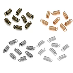 100pcs/lot Spring Crimp Clasps Metal Coil Cord Fastener End Caps Connectors DIY Necklace Connectors Jewelry Making Findings