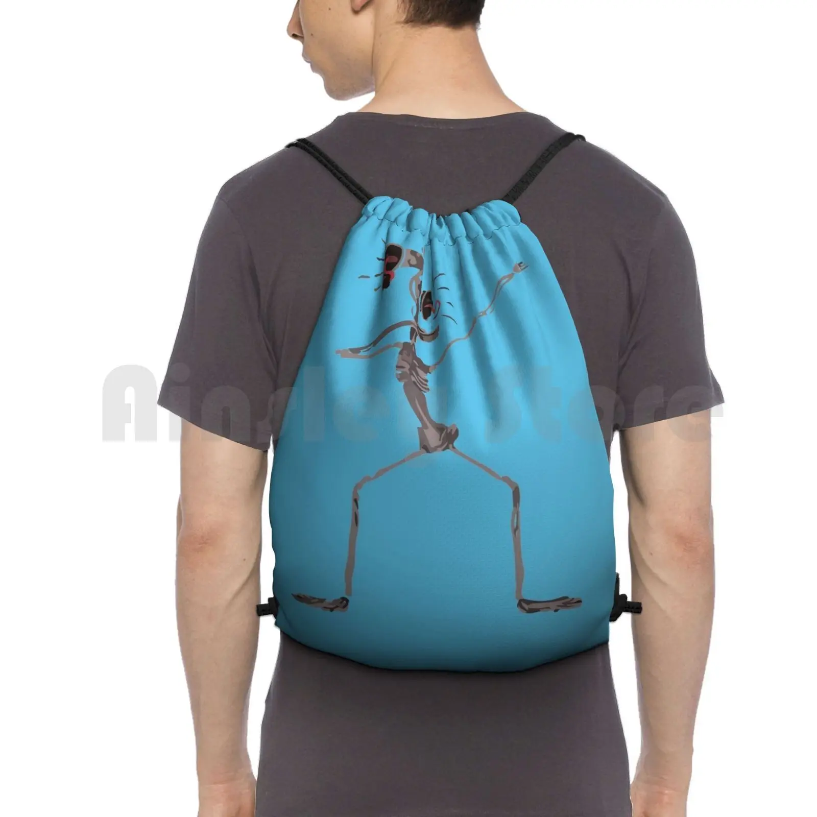 Dabbing Siren Head Backpack Drawstring Bag Riding Climbing Gym Bag  Siren Head Dab Dabbing Scary Halloween Scared Dance