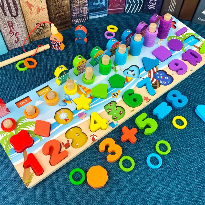 Montessori Educatief Houten Speelgoed Geometrische Vorm Cognitie Puzzel Muzikale Math Speelgoed Vroege Educatief Speelgoed Voor Kinderen Gift