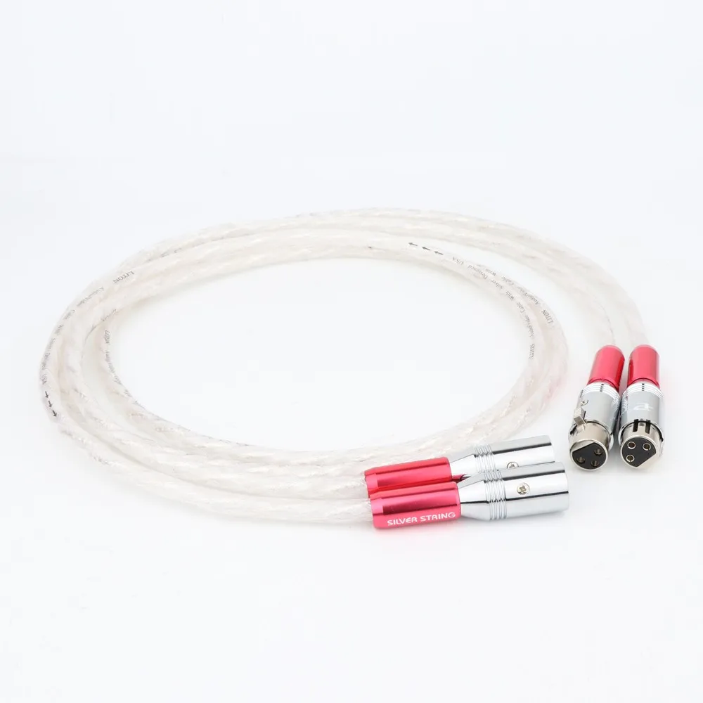 كابل صوت مطلي بالفضة للخلاط ومكبر الصوت ، مشغل أقراص مضغوطة متوازن ، HiFi ، OCC ، XLR ، 2XLR ، ذكر إلى XLR أنثى
