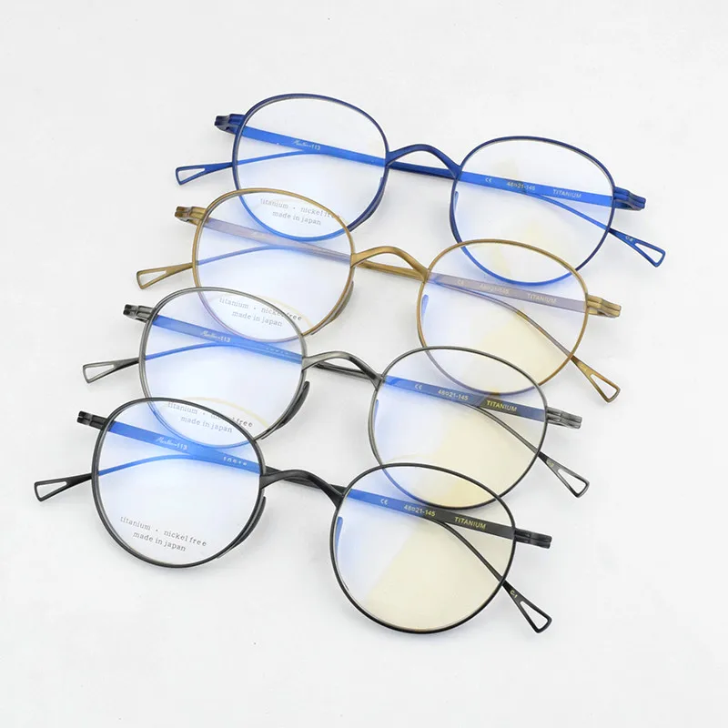 2023 new Luxury Brand Round Titanium Glasses Frame Men Optical Myopia Prescription Eyeglasses Frame Women Ultralight Eyewear 113