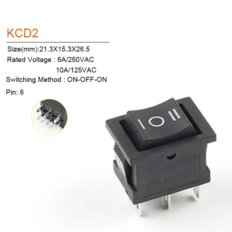 5/10Pcs Rocker Switch 2/3 Position 6PIN 6A/250V 10A/125V Electrical Equipment With Light Power Switch  Boat Power Rocker Switch