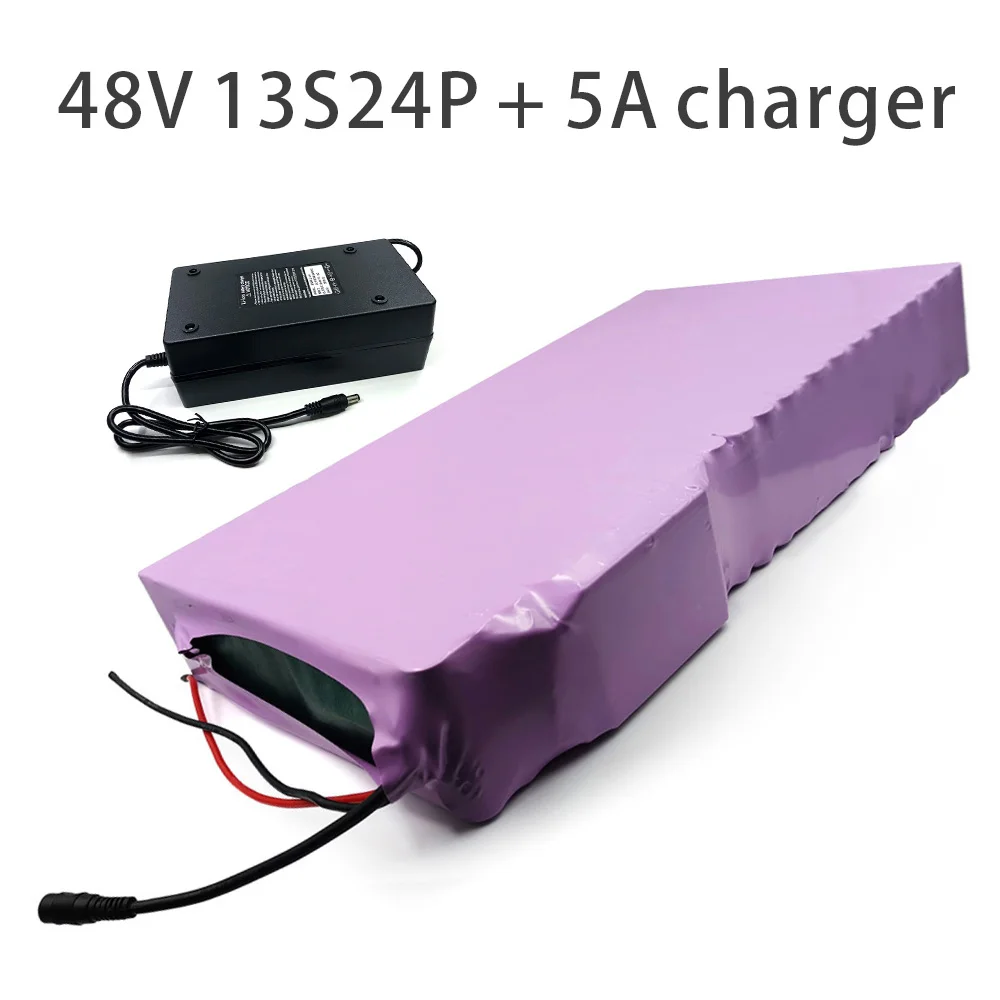 With 5A charger 84Ah 13S24P 48V battery e-bike ebike electric bicycle Li-ion customizable 490x280x75mm