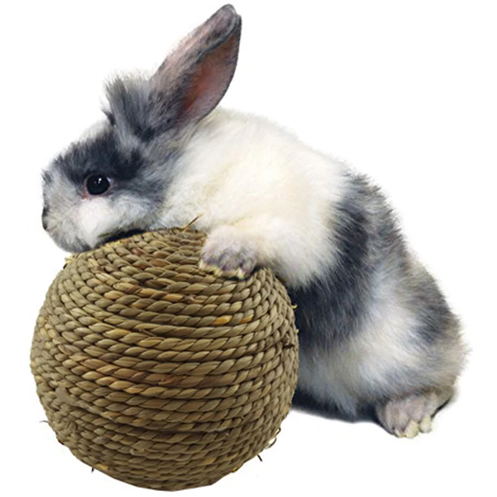 6cm Pet Chew Toy Rabbit Accessories Natural Grass Ball For Rabbit Hamster Guinea Pig For Tooth Cleaning Supplies Small Pet Toys