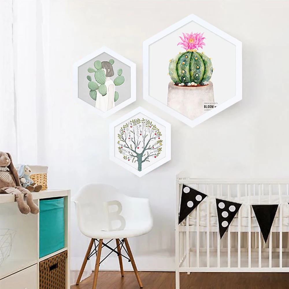 Creative Hexagon Photo Frame Polygon Culture Photo Wall Living Room Company School Decoration Round Rhombus Combination