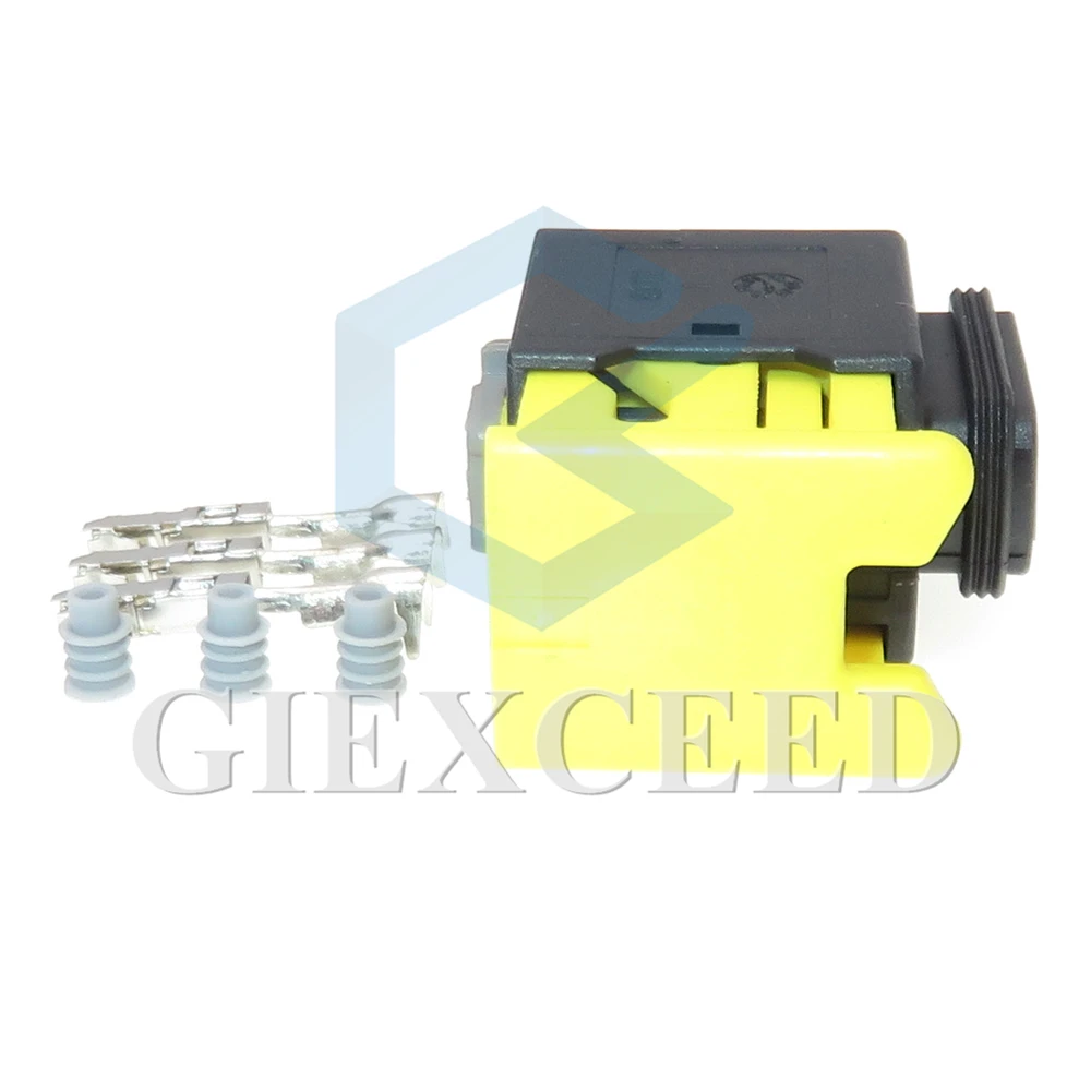 2 Sets 3 Pin Starter 2-1418448-1 Automobile Grey Waterproof Plastic Housing Socket 1.5 Series Electric Cable Harness Connector