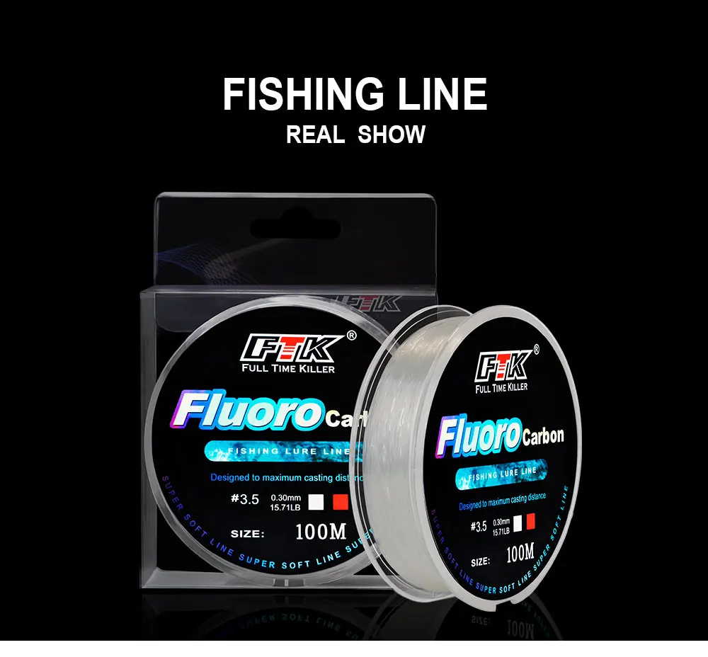 FTK 100m Fluorocarbon-Angelschnur 4.13-34.32LB Kohlefaser-Vorfachschnur Superweiche Schnur zum Fliegenfischen Pesca – Detail 11