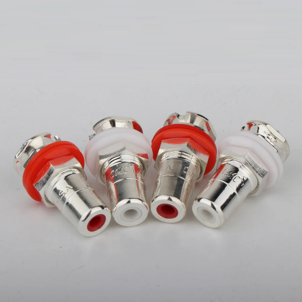 8Pcs RS3006 Silver Plated RCA Phono Chassis Panel Mount Female Socket Adapter