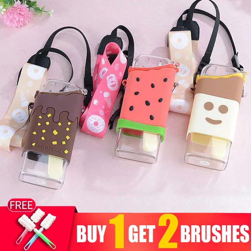 Botella de agua sin Bpa de 305ml, botella de agua con infusor de frutas para niños y niñas, botellas cuadradas sin BPA para niños, botella para agua