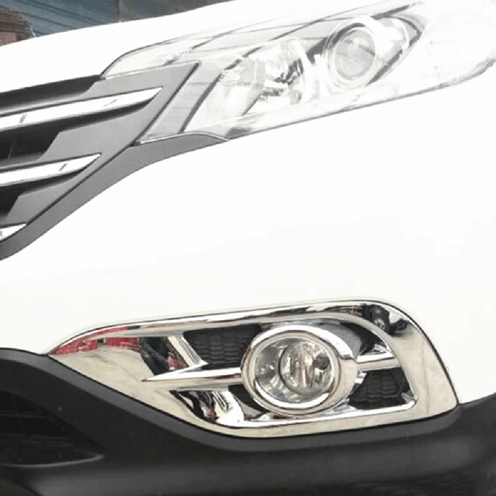 Auto Parts For Honda CR-V CRV 2012 2013 2014 ABS Chrome Car Body Front Fog Lamp Frame Cover Trims Stickers